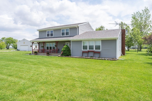 13216 Sheley Road Nw, Jeffersonville, OH 43128 - back of property with a porch, a garage, a yard, and a chimney