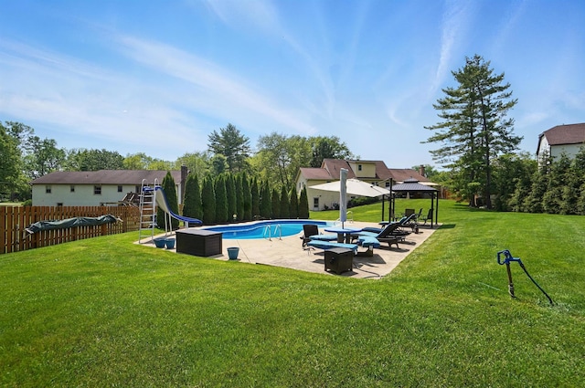 5336 Rocky Creek Dr, Grove City, OH 43123 - view of pool with a water slide, a gazebo, and a patio area