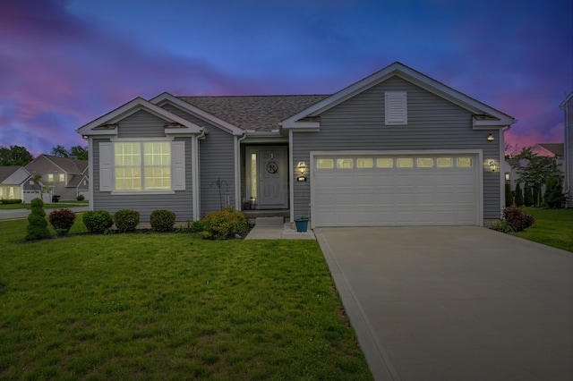 6922 Duke Dr, Canal Winchester, OH 43110 - single story home with driveway, a front yard, a garage, and a shingled roof
