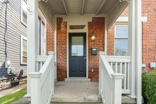 684 Hamlet St, Columbus, OH 43215 - entrance to property with brick siding and covered porch