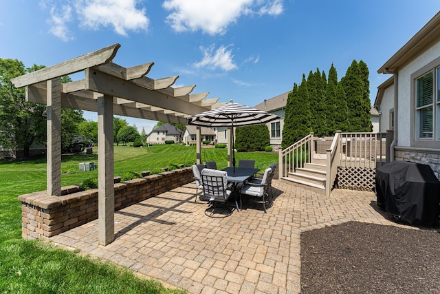 1338 Elkhorn Dr, Blacklick, OH 43004 - view of patio / terrace featuring grilling area, outdoor dining space, a deck, and a pergola