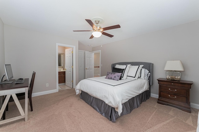 1338 Elkhorn Dr, Blacklick, OH 43004 - bedroom featuring light colored carpet, baseboards, a desk, and a ceiling fan