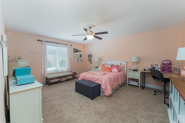 1338 Elkhorn Dr, Blacklick, OH 43004 - bedroom featuring light colored carpet, an office area, a ceiling fan, and baseboards
