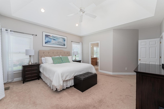 1338 Elkhorn Dr, Blacklick, OH 43004 - bedroom featuring light colored carpet, baseboards, a ceiling fan, recessed lighting, and ensuite bathroom
