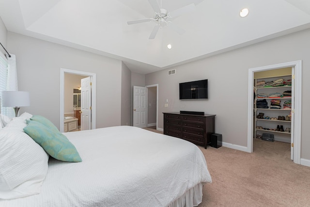 1338 Elkhorn Dr, Blacklick, OH 43004 - bedroom featuring a spacious closet, light carpet, a closet, baseboards, and connected bathroom