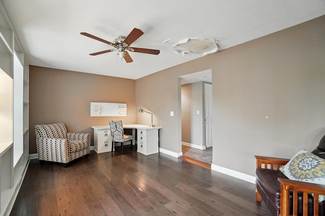 9820 Heimberger Rd NW, Baltimore, OH 43105 - office space with a ceiling fan, wood finished floors, and baseboards