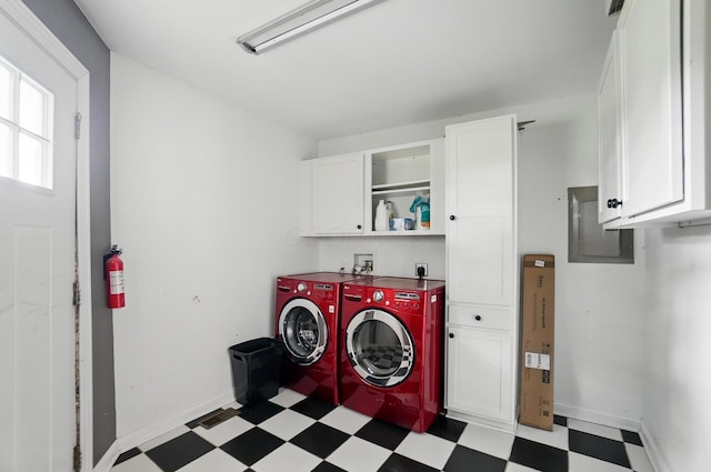 9820 Heimberger Rd NW, Baltimore, OH 43105 - washroom with light floors, cabinet space, washer and dryer, electric panel, and baseboards