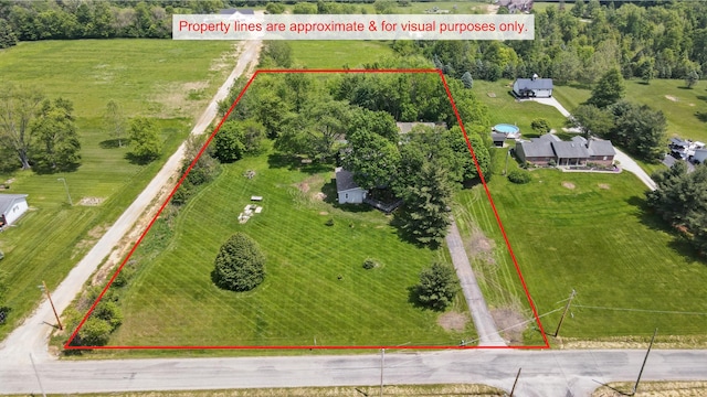 9820 Heimberger Rd NW, Baltimore, OH 43105 - overview of rural landscape with property boundaries highlighted