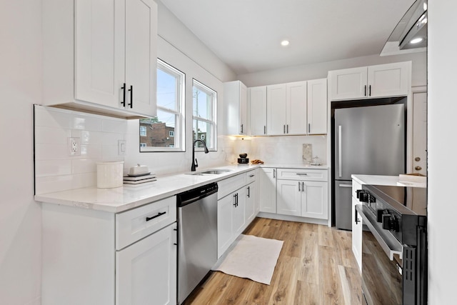 1104 E Whittier St, Columbus, OH 43206 - kitchen with appliances with stainless steel finishes, a sink, white cabinetry, and recessed lighting