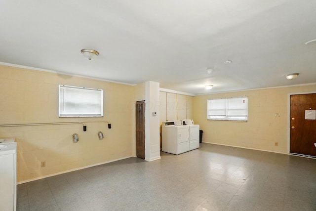 1470 King Ave, Columbus, OH 43212 - basement with independent washer and dryer, crown molding, and tile patterned floors