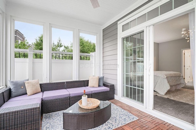 5165 Hamptonshire Dr, Dublin, OH 43016 - sunroom featuring an outdoor hangout area and a ceiling fan