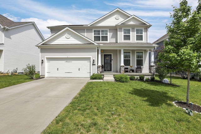 4196 Holstein Dr, Obetz, OH 43207 - view of front facade with covered porch, driveway, an attached garage, and a front yard