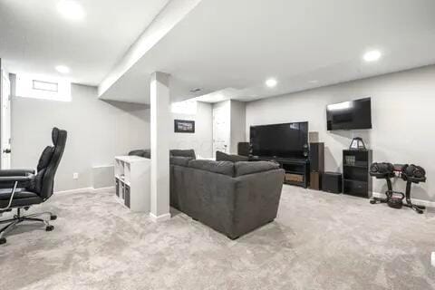 6004 Goldstone Dr, Grove City, OH 43123 - carpeted living area with recessed lighting and baseboards