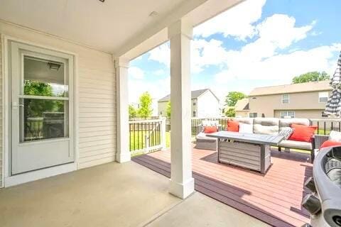 6004 Goldstone Dr, Grove City, OH 43123 - wooden deck featuring outdoor lounge area