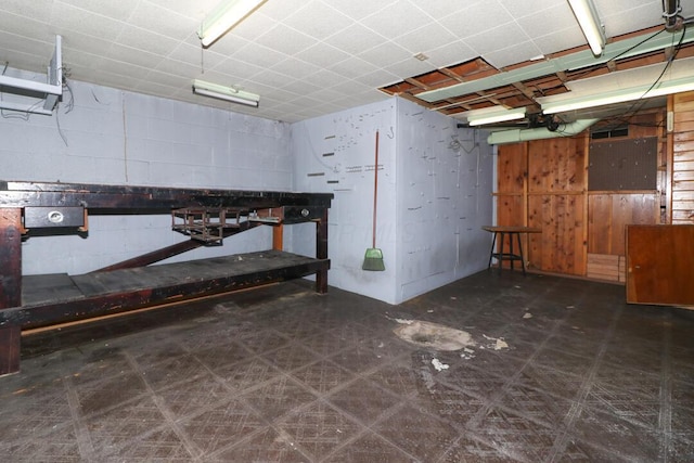1266 Hanley Rd W, Mansfield, OH 44903 - unfinished basement with tile patterned floors and concrete block wall