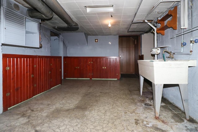 1266 Hanley Rd W, Mansfield, OH 44903 - basement with wooden walls and tile patterned floors