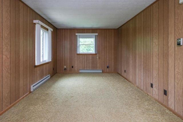 1266 Hanley Rd W, Mansfield, OH 44903 - carpeted spare room featuring baseboard heating and wood walls