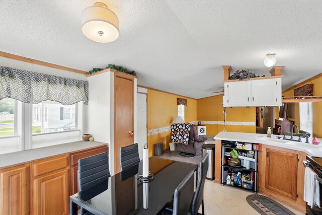 3200 Smeltzer Rd Unit 90, Marion, OH 43302 - kitchen featuring a textured ceiling, light countertops, range with electric cooktop, and a sink