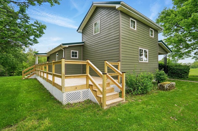 5870 Brook Rd NW, Baltimore, OH 43105 - back of property with a lawn and a wooden deck