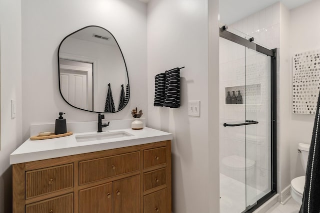 712 Riverbend Ave, Powell, OH 43065 - bathroom with toilet, vanity, and a shower stall