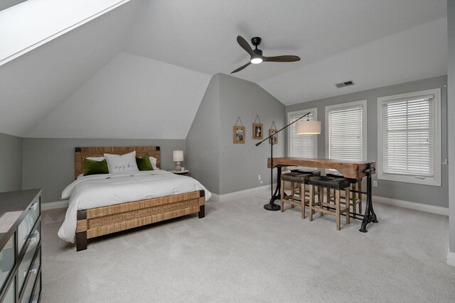 712 Riverbend Ave, Powell, OH 43065 - bedroom featuring vaulted ceiling, carpet flooring, baseboards, and a ceiling fan