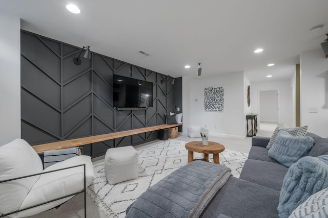 712 Riverbend Ave, Powell, OH 43065 - living room featuring recessed lighting and carpet flooring
