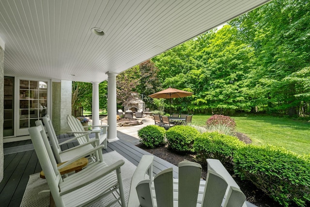 712 Riverbend Ave, Powell, OH 43065 - view of patio / terrace with an outdoor fireplace and outdoor dining space