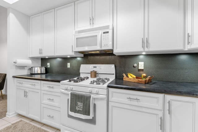 308 Postage Cir, Pickerington, OH 43147 - kitchen featuring white appliances, white cabinets, and dark countertops