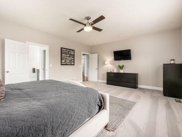 5046 Clark-Shaw Rd, Powell, OH 43065 - bedroom with light colored carpet, baseboards, and a ceiling fan