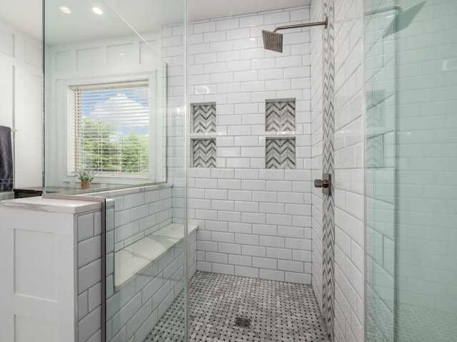 5046 Clark-Shaw Rd, Powell, OH 43065 - full bath with a shower stall, recessed lighting, and tile patterned flooring
