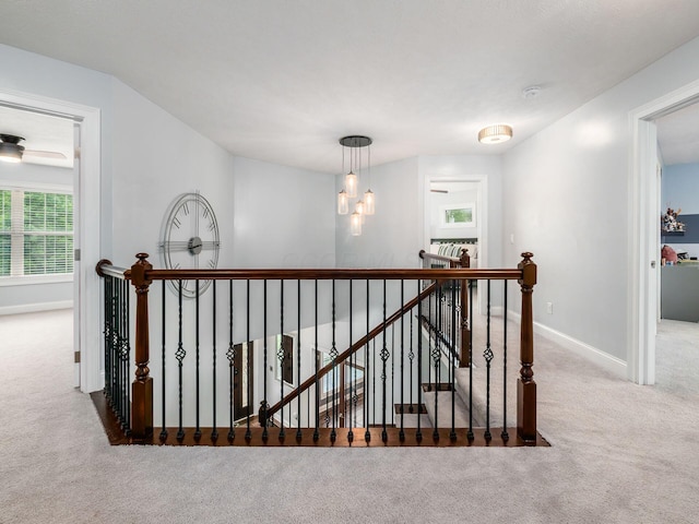 5046 Clark-Shaw Rd, Powell, OH 43065 - hall with carpet, an upstairs landing, and baseboards