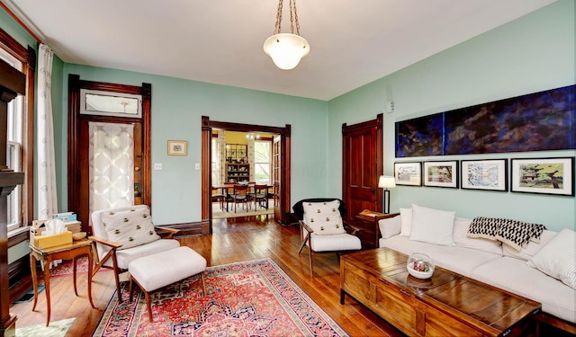 758 S Front St, Columbus, OH 43206 - living area with wood-type flooring and baseboards