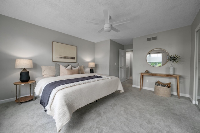 5394 Ambrosia Ave Unit 21B, Columbus, OH 43235 - carpeted bedroom with a textured ceiling, baseboards, and ceiling fan