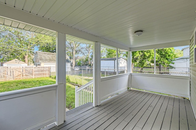 view of unfurnished sunroom