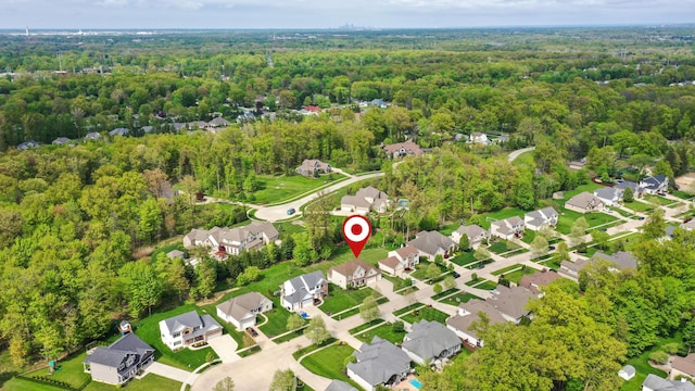 21252 Breckenridge Ln, Strongsville, OH 44149 - aerial view of property's location with a heavily wooded area and nearby suburban area
