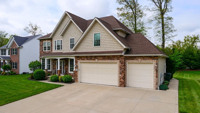 21252 Breckenridge Ln, Strongsville, OH 44149 - craftsman-style home featuring concrete driveway, stone siding, and a front lawn