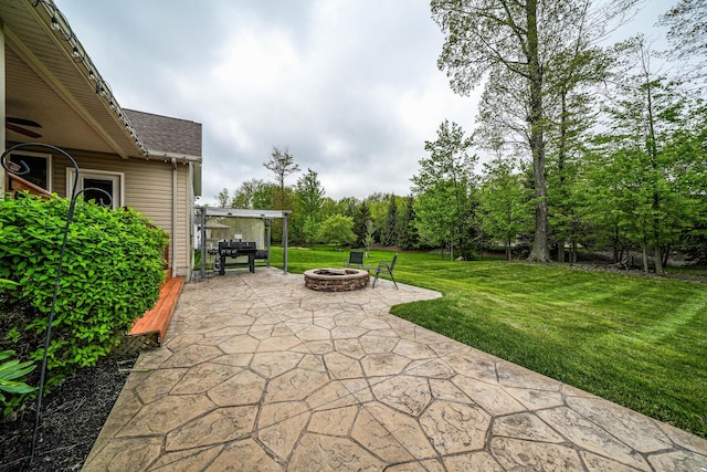 21252 Breckenridge Ln, Strongsville, OH 44149 - view of patio / terrace featuring an outdoor fire pit and grilling area