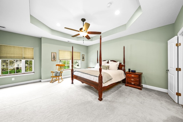 21252 Breckenridge Ln, Strongsville, OH 44149 - carpeted bedroom featuring baseboards, a tray ceiling, multiple windows, and recessed lighting