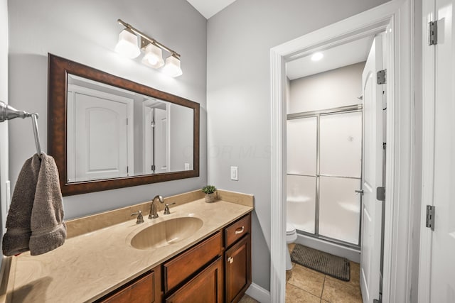 21252 Breckenridge Ln, Strongsville, OH 44149 - full bathroom with a shower stall, vanity, toilet, and tile patterned floors