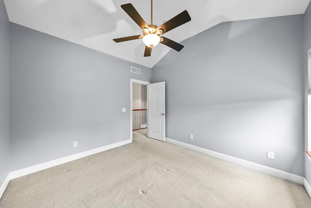 21252 Breckenridge Ln, Strongsville, OH 44149 - unfurnished bedroom featuring lofted ceiling, carpet, baseboards, and a ceiling fan