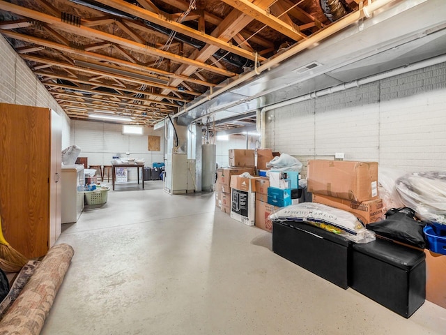 5292 Winters Run Rd, Dublin, OH 43016 - unfinished basement featuring gas water heater and heating unit