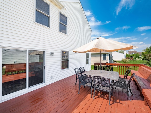 5292 Winters Run Rd, Dublin, OH 43016 - wooden deck featuring outdoor dining area