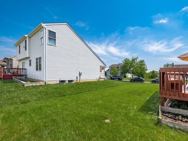 5292 Winters Run Rd, Dublin, OH 43016 - view of side of property with a lawn and a deck