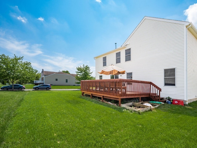 5292 Winters Run Rd, Dublin, OH 43016 - back of house with a yard and a wooden deck