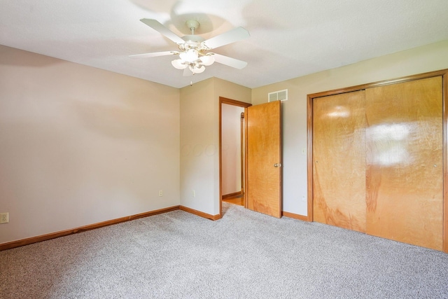 4217 Caswell Rd, Johnstown, OH 43031 - unfurnished bedroom featuring carpet, baseboards, ceiling fan, and a closet