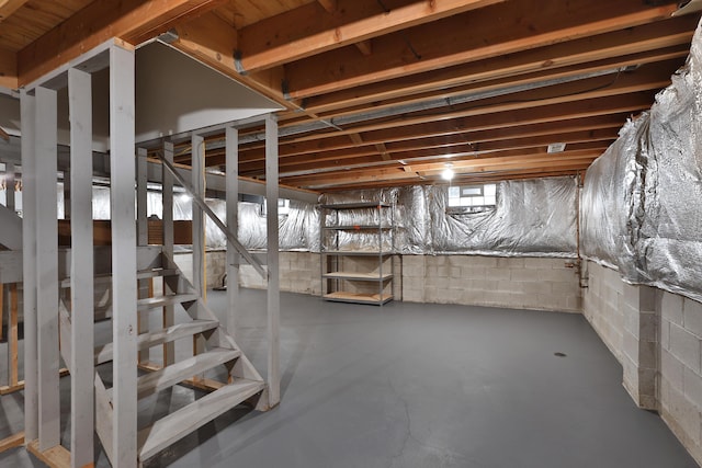 587 Center Woods Dr, Columbus, OH 43214 - unfinished basement featuring stairs