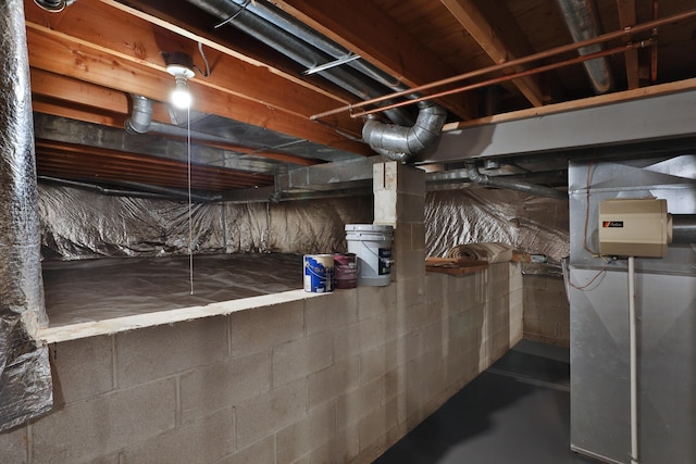 587 Center Woods Dr, Columbus, OH 43214 - unfinished basement featuring concrete block wall