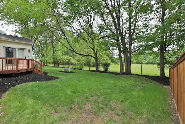 587 Center Woods Dr, Columbus, OH 43214 - view of yard featuring a wooden deck