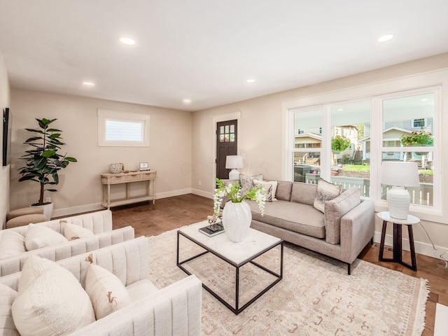 697 Stanley Ave, Columbus, OH 43206 - living room with recessed lighting, baseboards, and wood finished floors