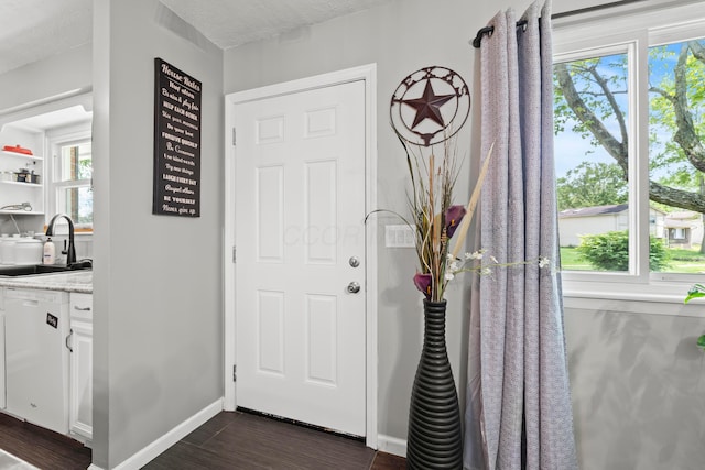 2923 Falcon Bridge Dr, Columbus, OH 43232 - entryway featuring dark wood-type flooring and baseboards
